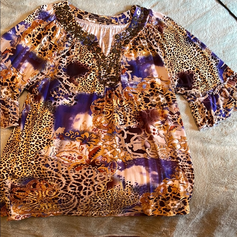 Women's Multicolor Animal Print Top